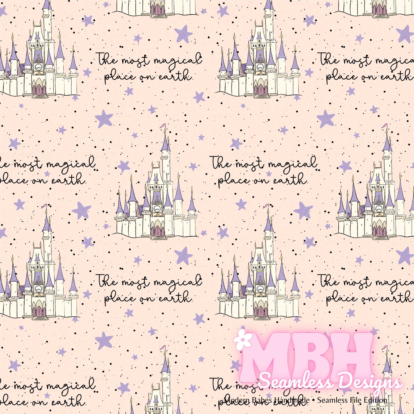 Starry Magical Castle Seamless Pattern MULTIPLE COLORWAYS