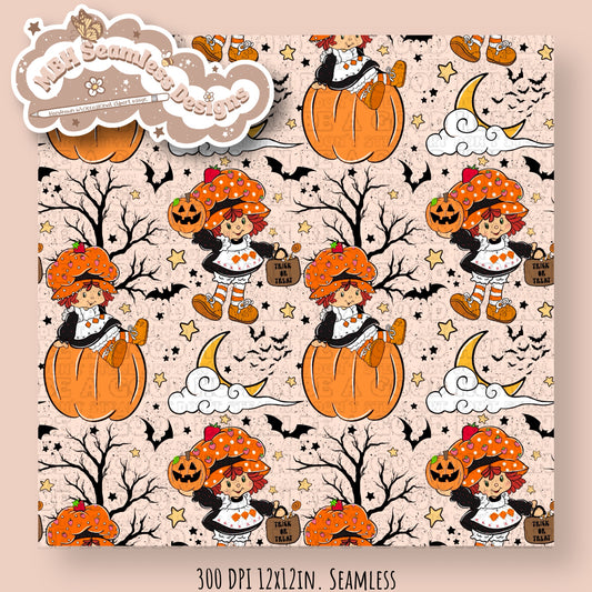 Orange Cream Spooky Strawberry Shortcake Seamless File MULTIPLE COLORWAYS