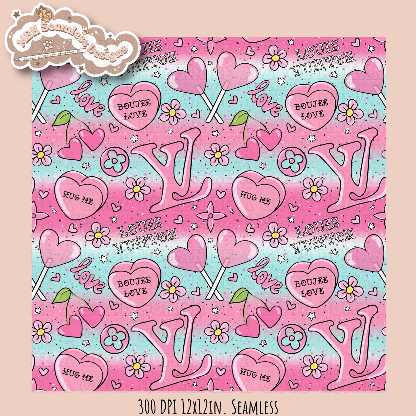 Boujee Love Seamless Pattern MULTIPLE COLORWAY OPTIONS