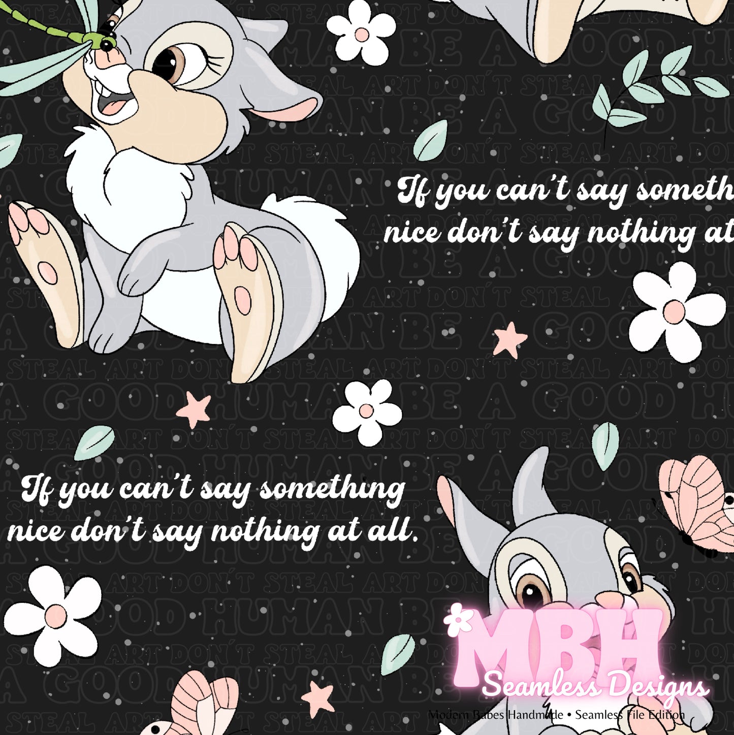 Thumper Quote Seamless Pattern Assorted Colorways