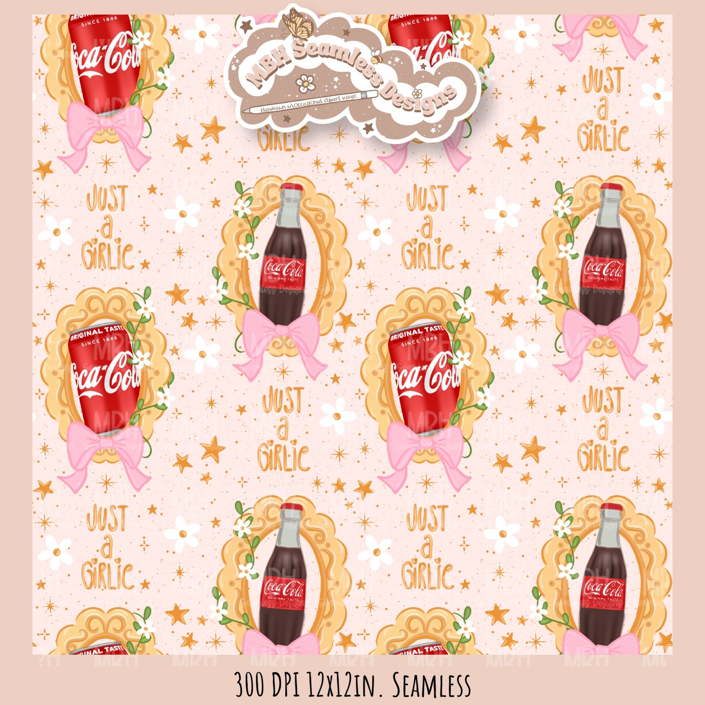 Coquette Cola Frames Seamless Pattern//Multiple Colorway Options