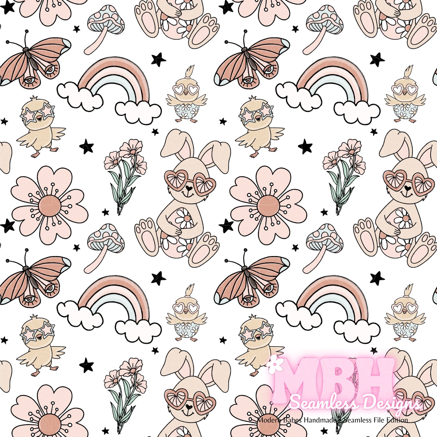 Easter Vibes Seamless Pattern Multiple Colorways