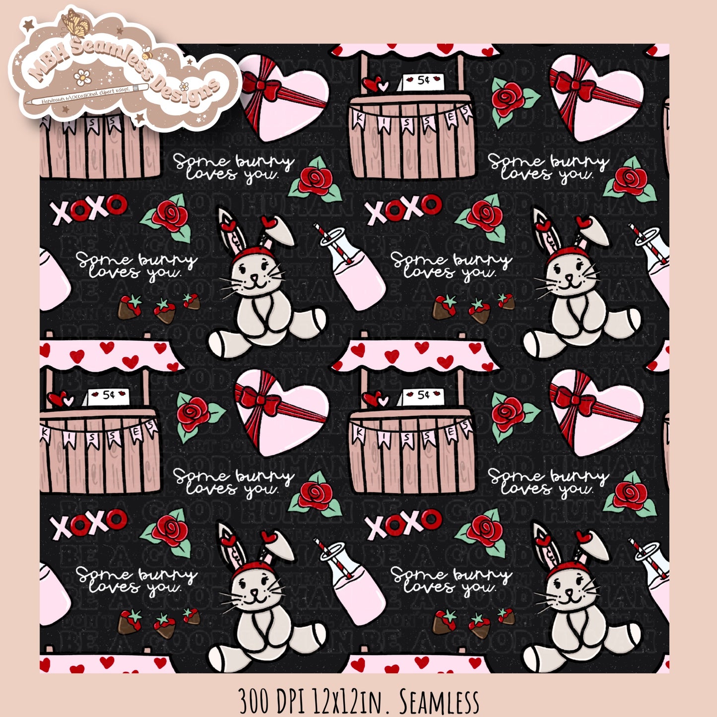 Bunny Love Seamless Pattern MULTIPLE COLORWAYS