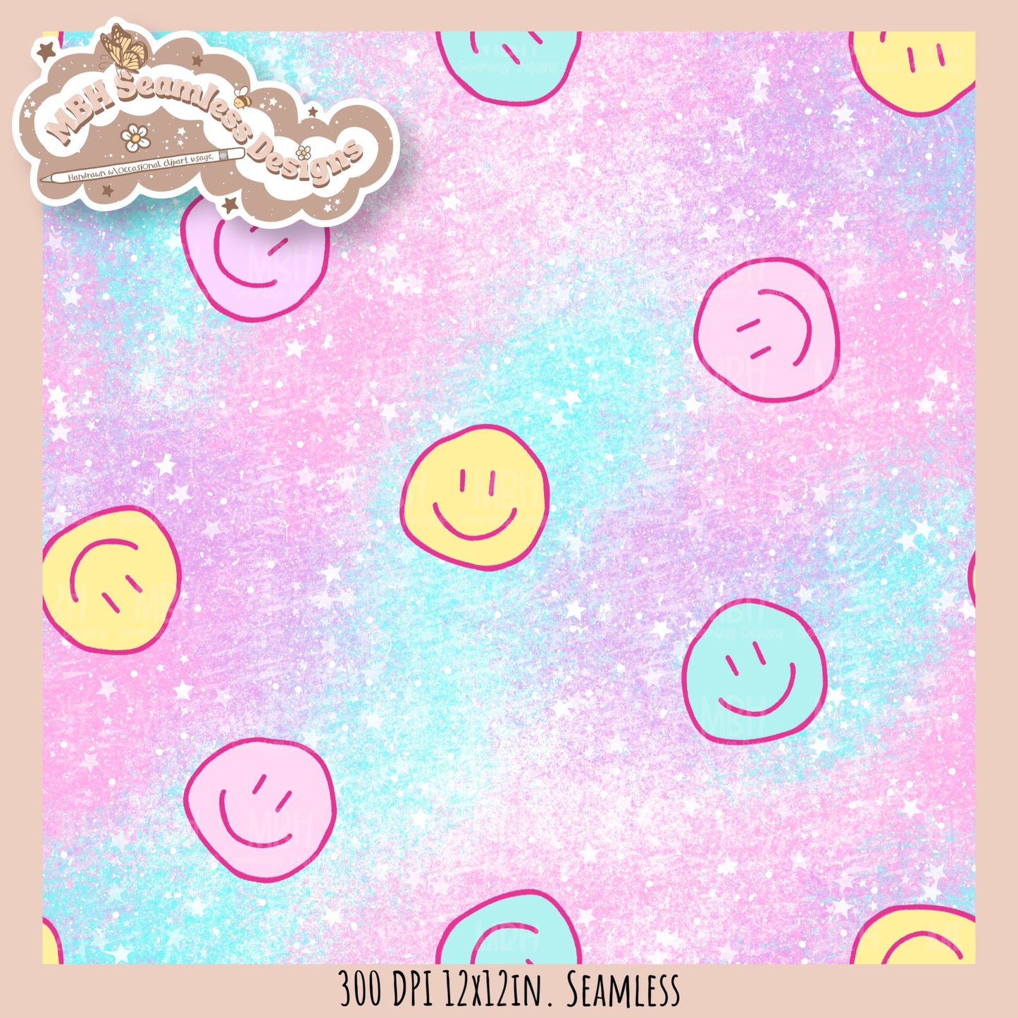 Groovy Summer Smilies Coordinate Seamless Pattern