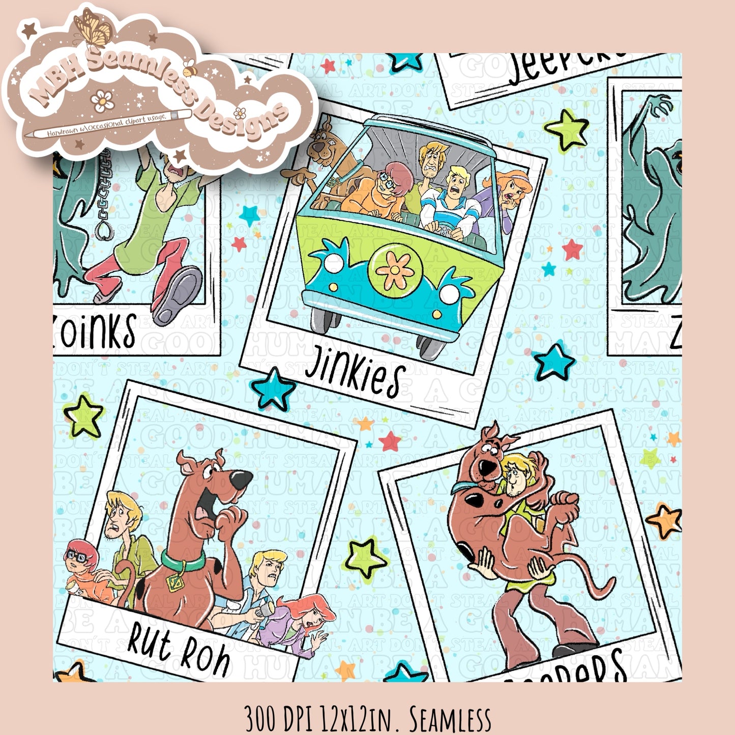 Starry Scooby Polaroids Seamless PNG & COORD MULTIPLE COLORWAYS