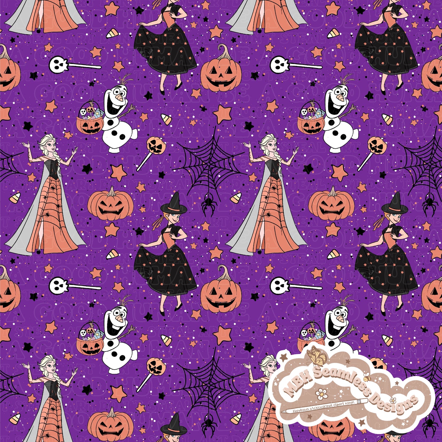 Frozen Halloween Seamless Pattern & PNG MULTIPLE COLORWAYS