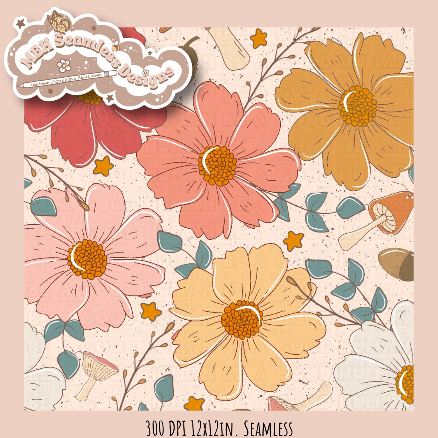 Fall Blooms Seamless Pattern MULTIPLE COLORWAYS