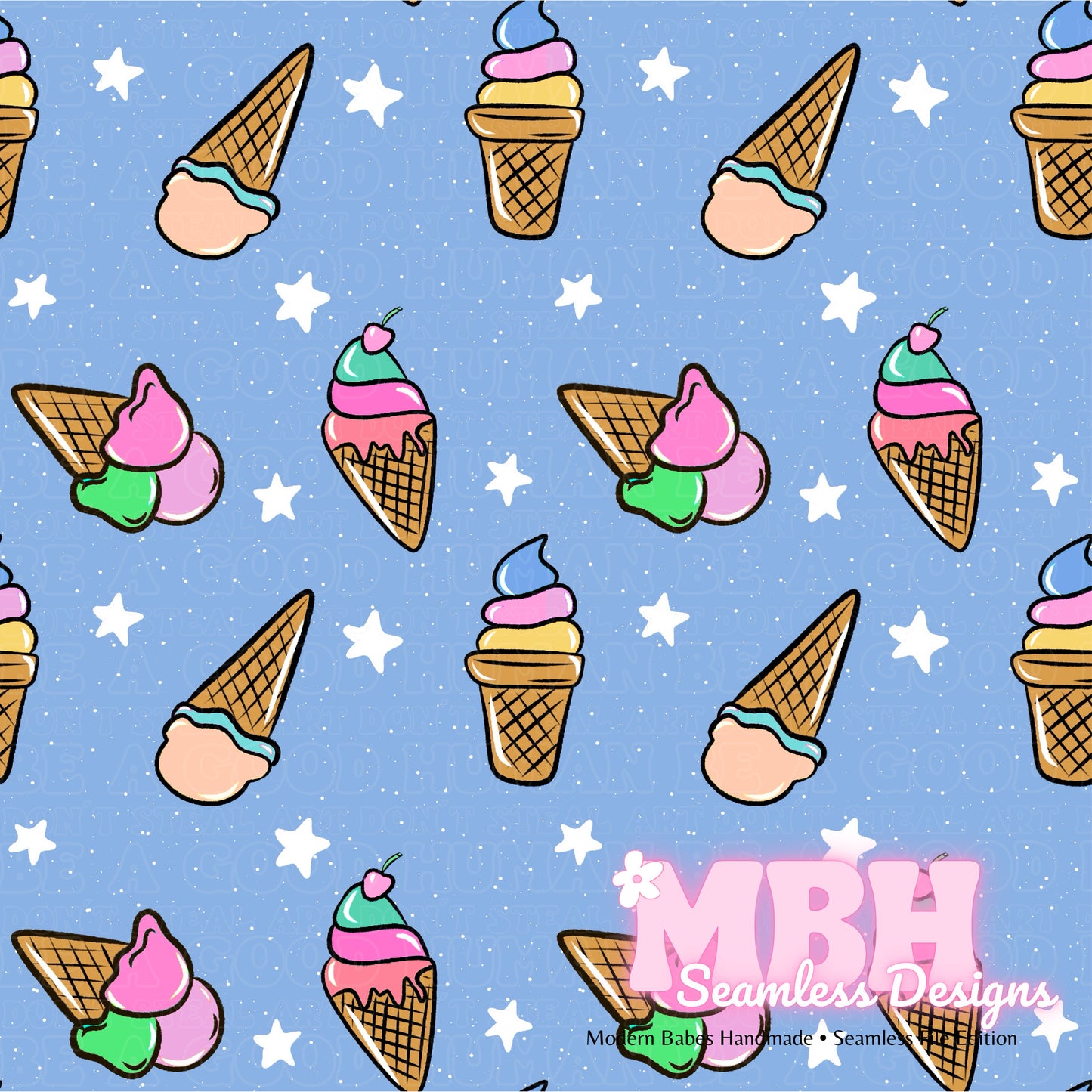 Ice Cream Cones Seamless Pattern MULTIPLE COLORWAYS