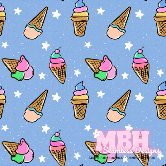 Ice Cream Cones Seamless Pattern MULTIPLE COLORWAYS