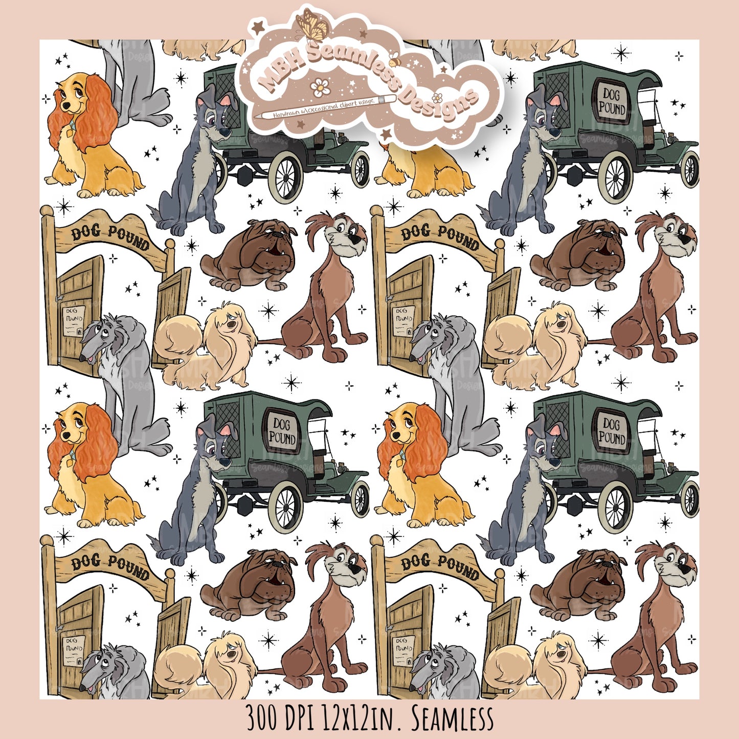 L&T Dog Pound Seamless Pattern // PNG // Multiple Colorway Options