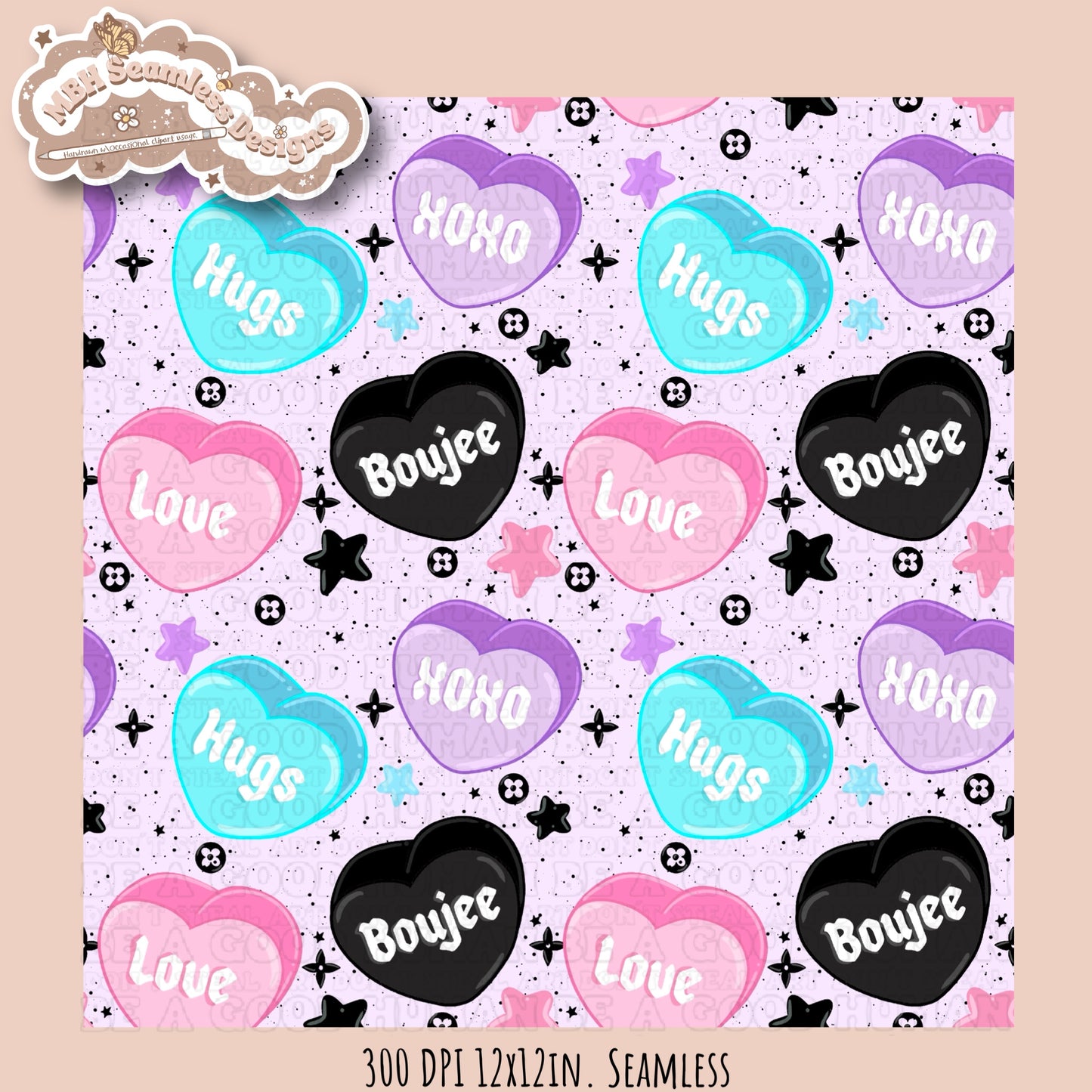 Boujee Convo Hearts Seamless Pattern MULTIPLE COLORWAY OPTIONS