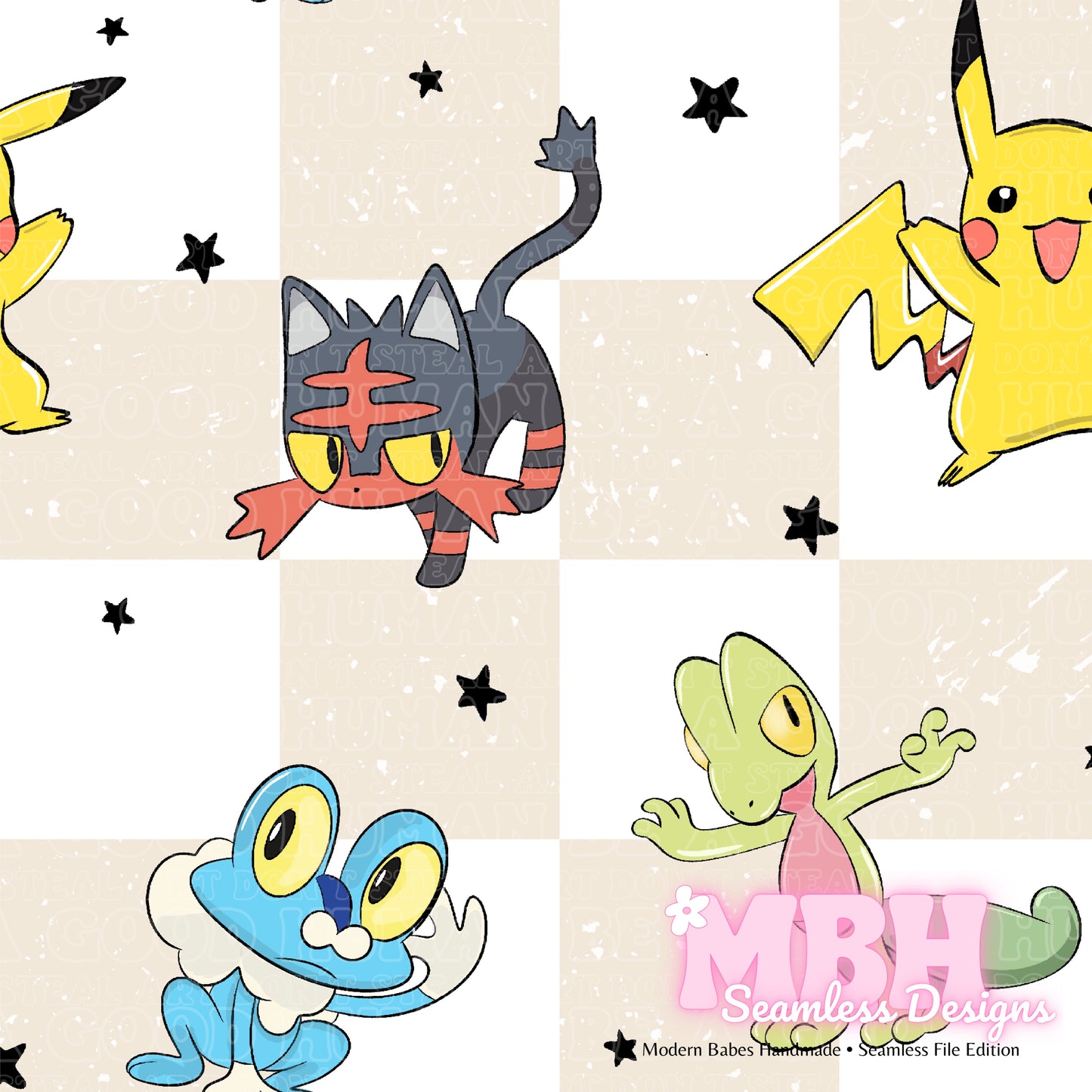 Pokémon Friends Chex Assorted Colorways Seamless Pattern