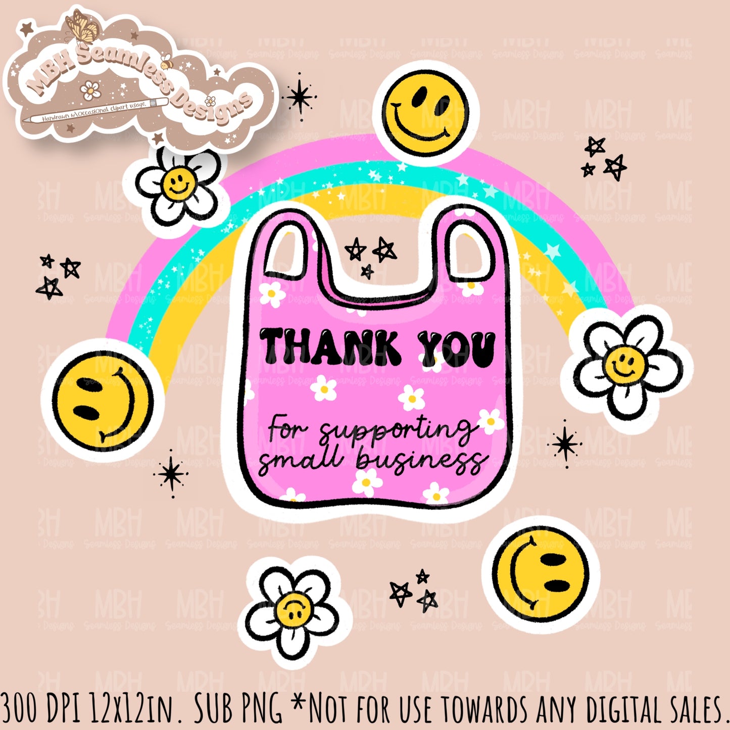 Rainbow Shop Small Seamless Pattern // PNG // Assorted Colorway Options
