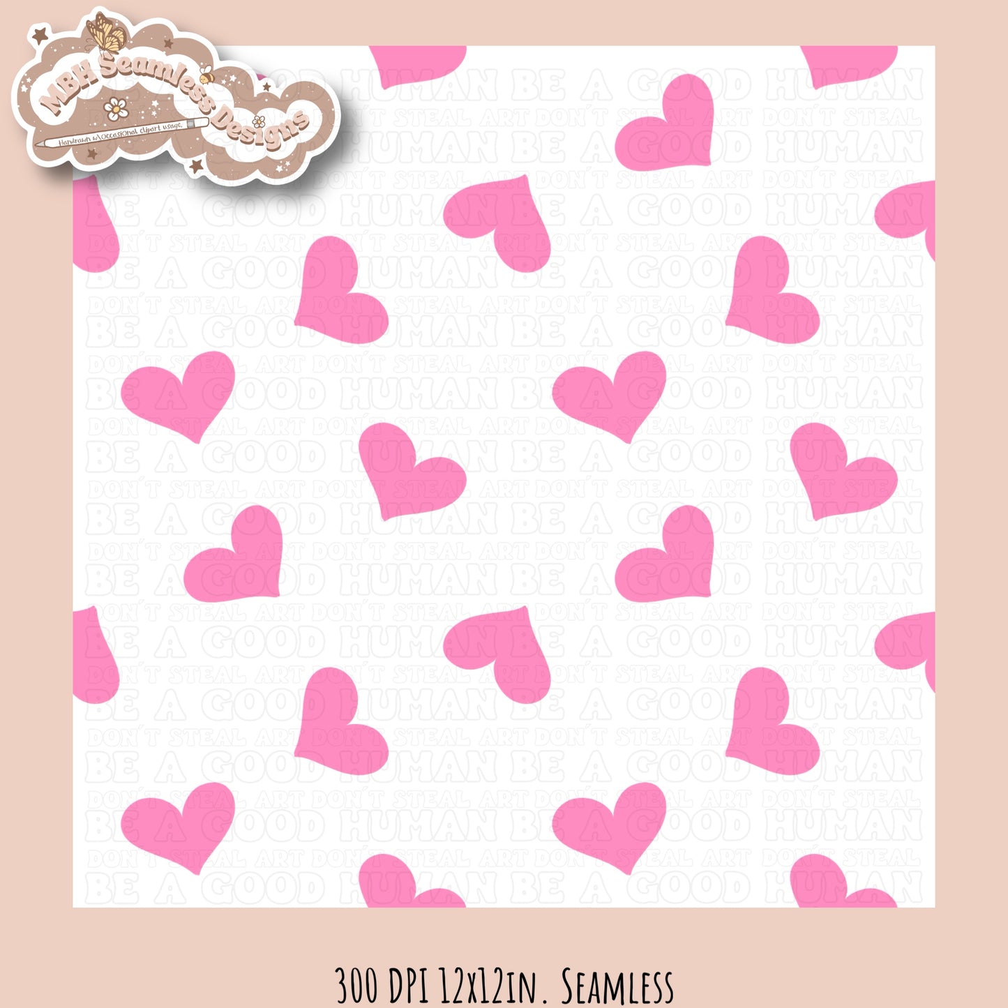 Pink Scattered Hearts Seamless Pattern MULTIPLE COLORWAYS