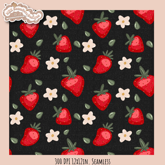 Strawberry Floral Seamless Pattern MULTIPLE COLORWAYS