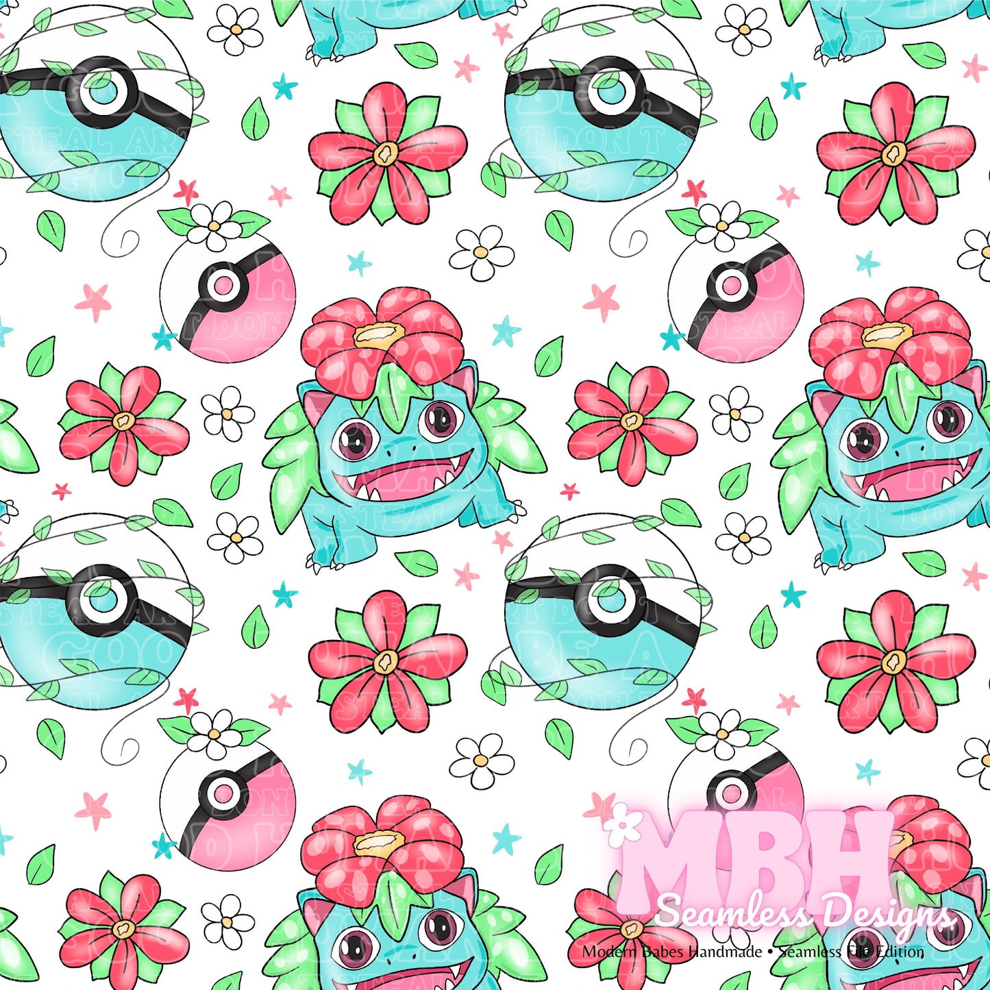 LIMITED Venasaur Floral Seamless Pattern