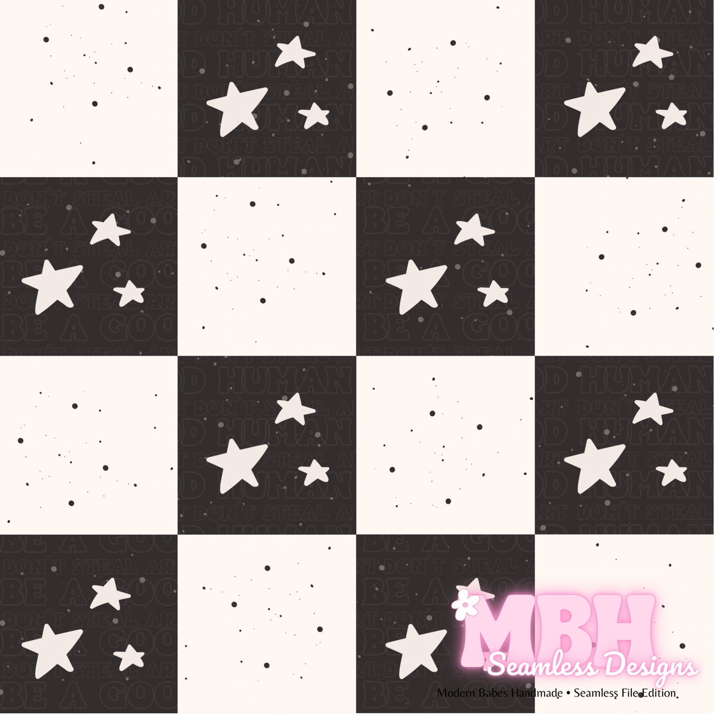 Checkered Starry Spex Seamless Pattern