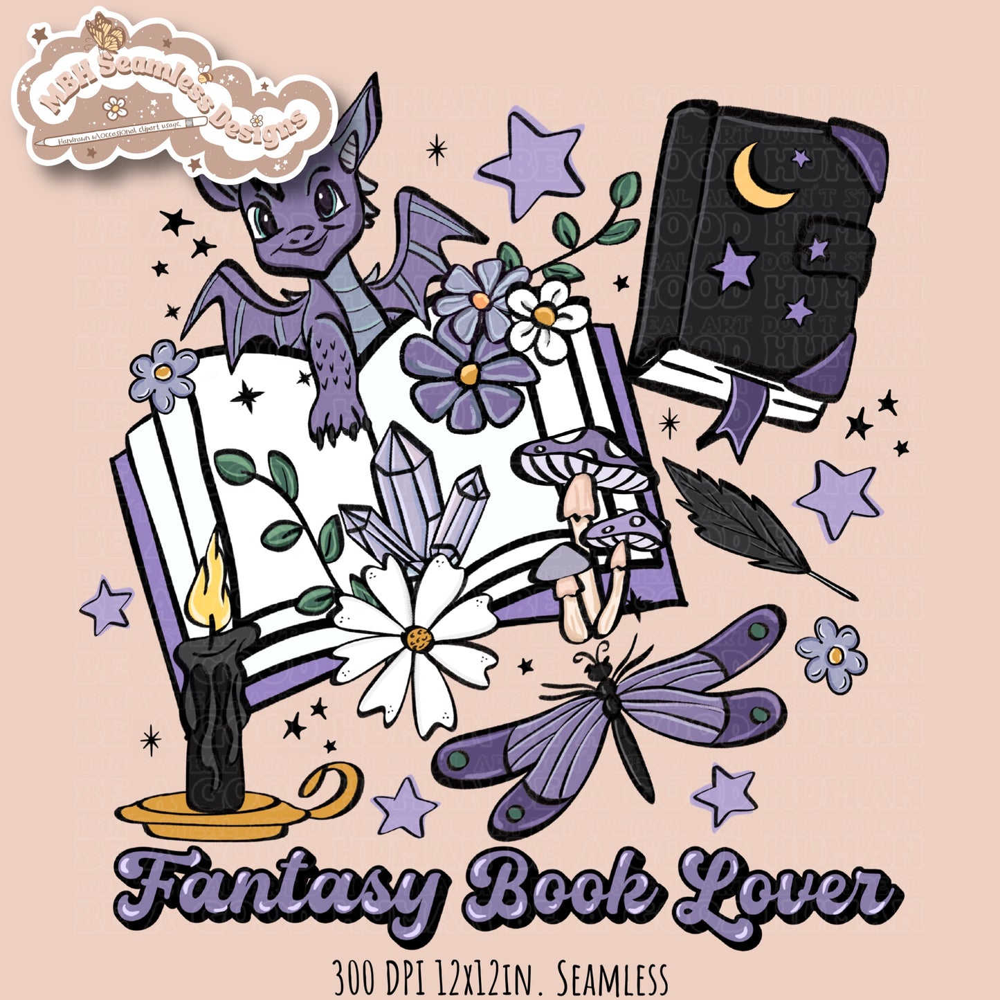 Fantasy Books Seamless Pattern & PNG•MULTIPLE COLORWAYS