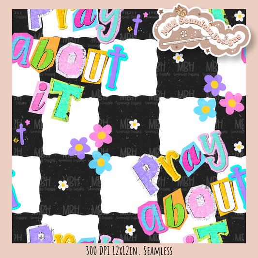 Pray About It Seamless Pattern // SUB PNG