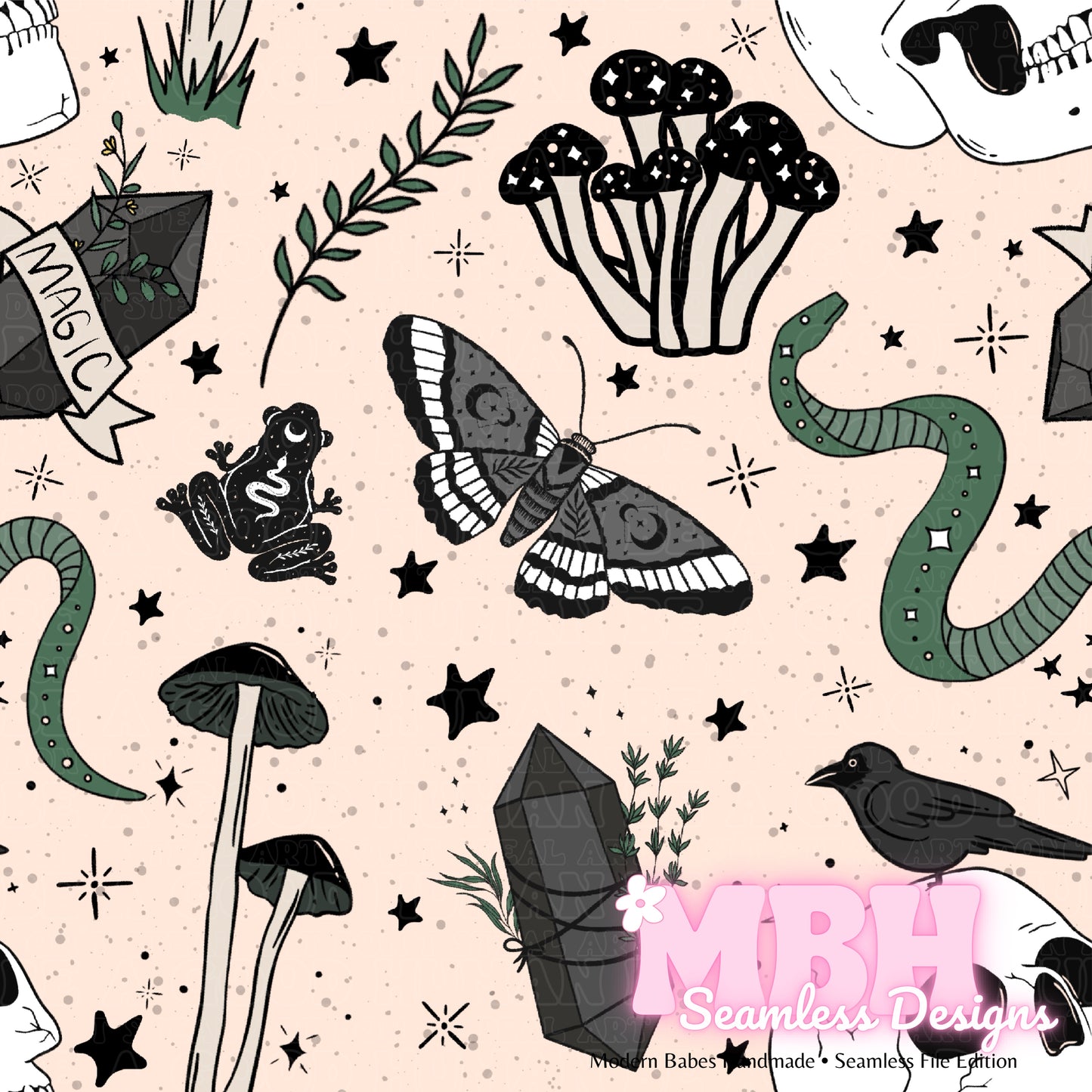 Witchy Vibes Seamless Pattern MULTIPLE COLORWAYS