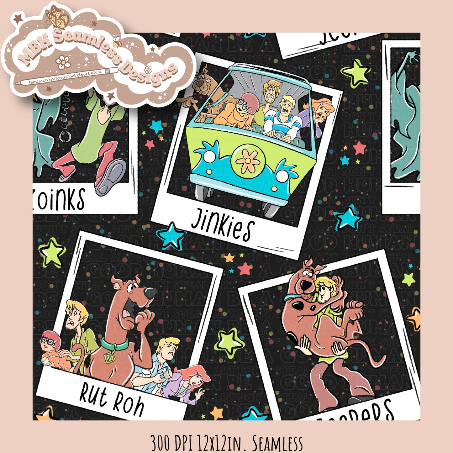 Starry Scooby Polaroids Seamless PNG & COORD MULTIPLE COLORWAYS