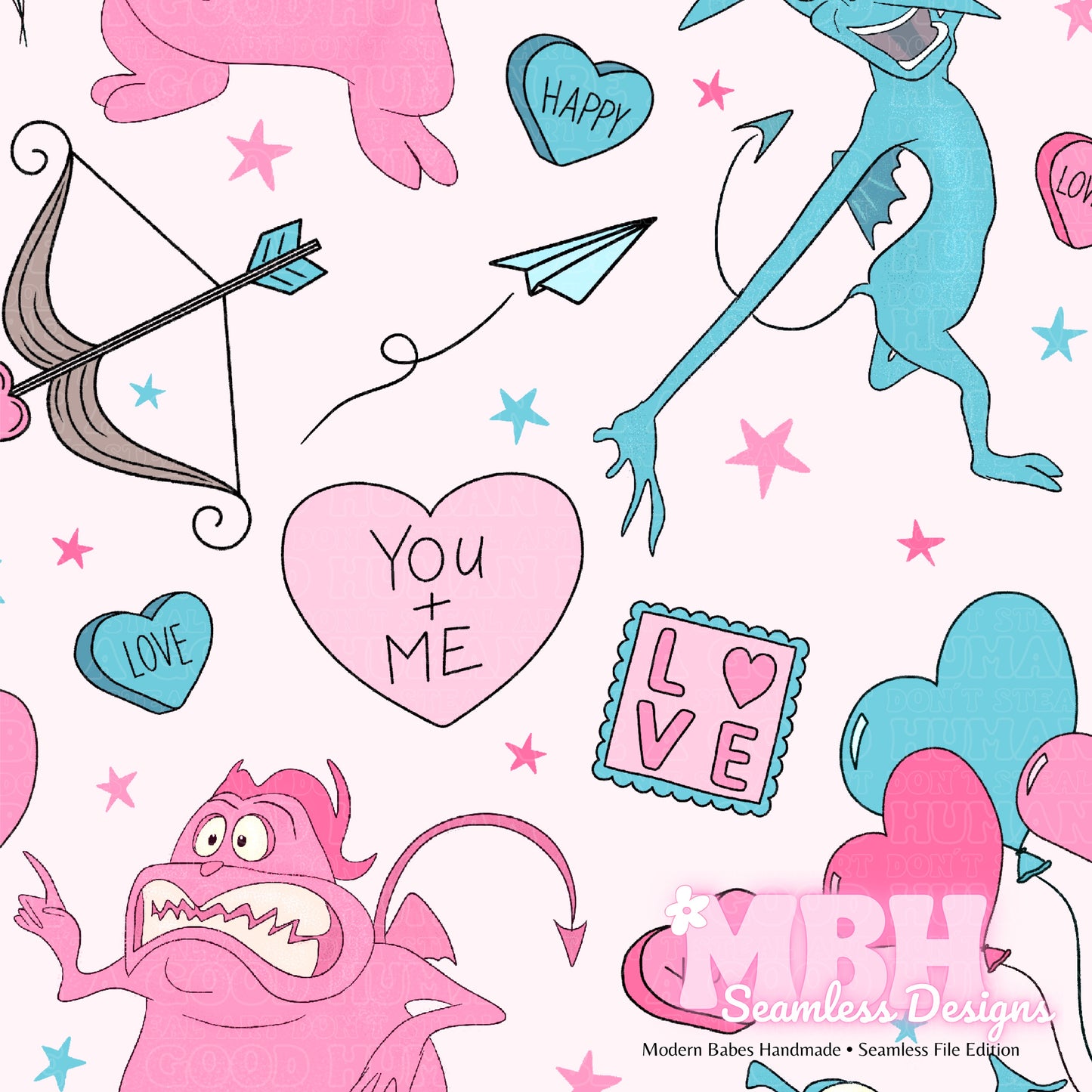 Pain & Panic Valentine Assorted Colorways  Seamless Pattern