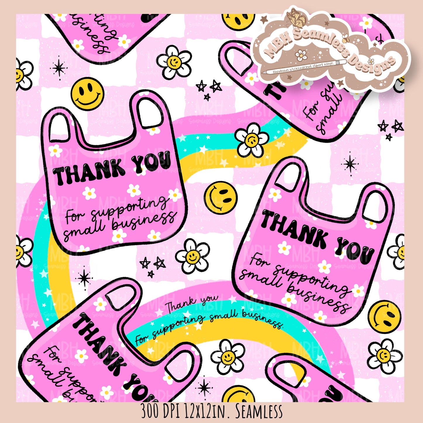 Rainbow Shop Small Seamless Pattern // PNG // Assorted Colorway Options