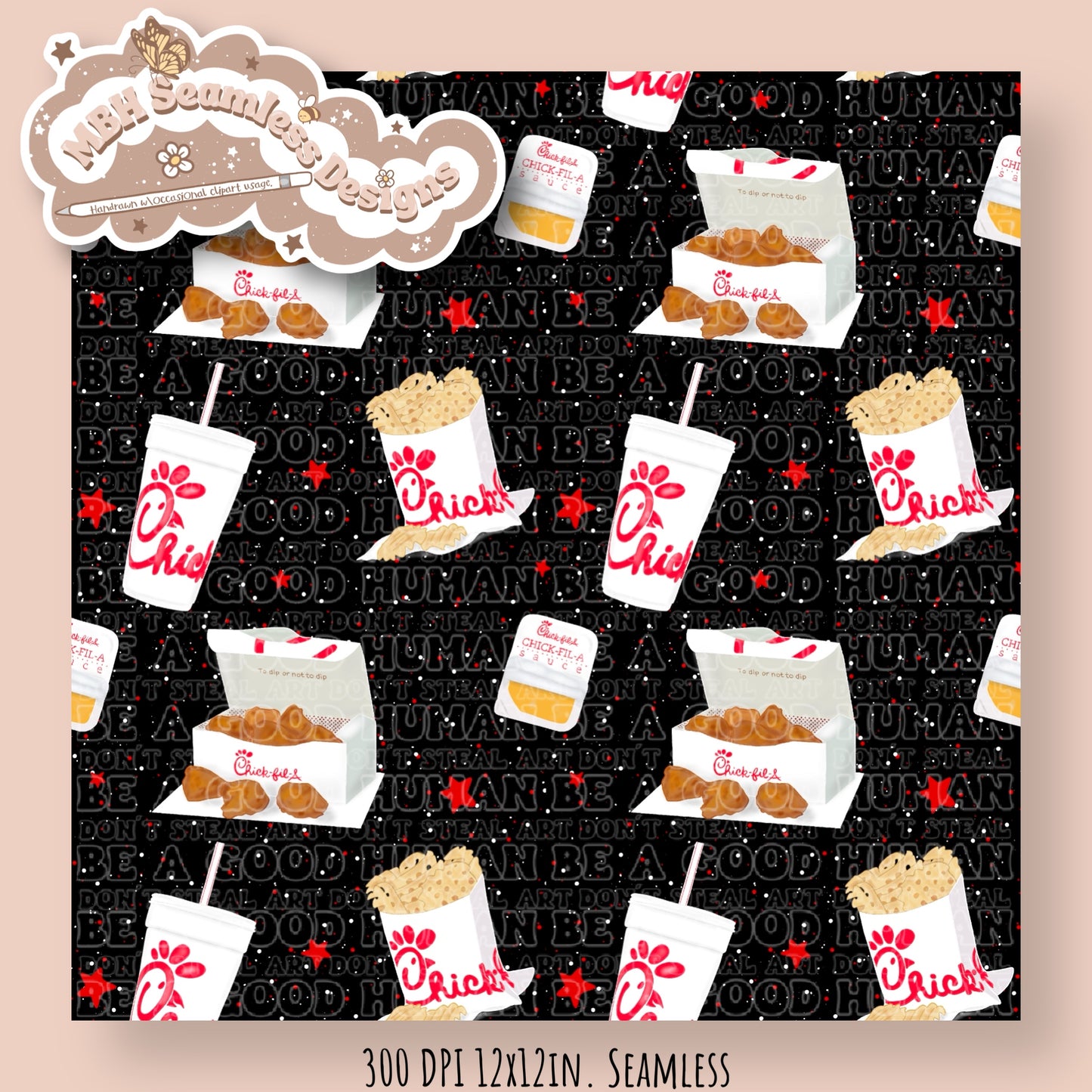 Starry Chic Fil A Seamless Pattern