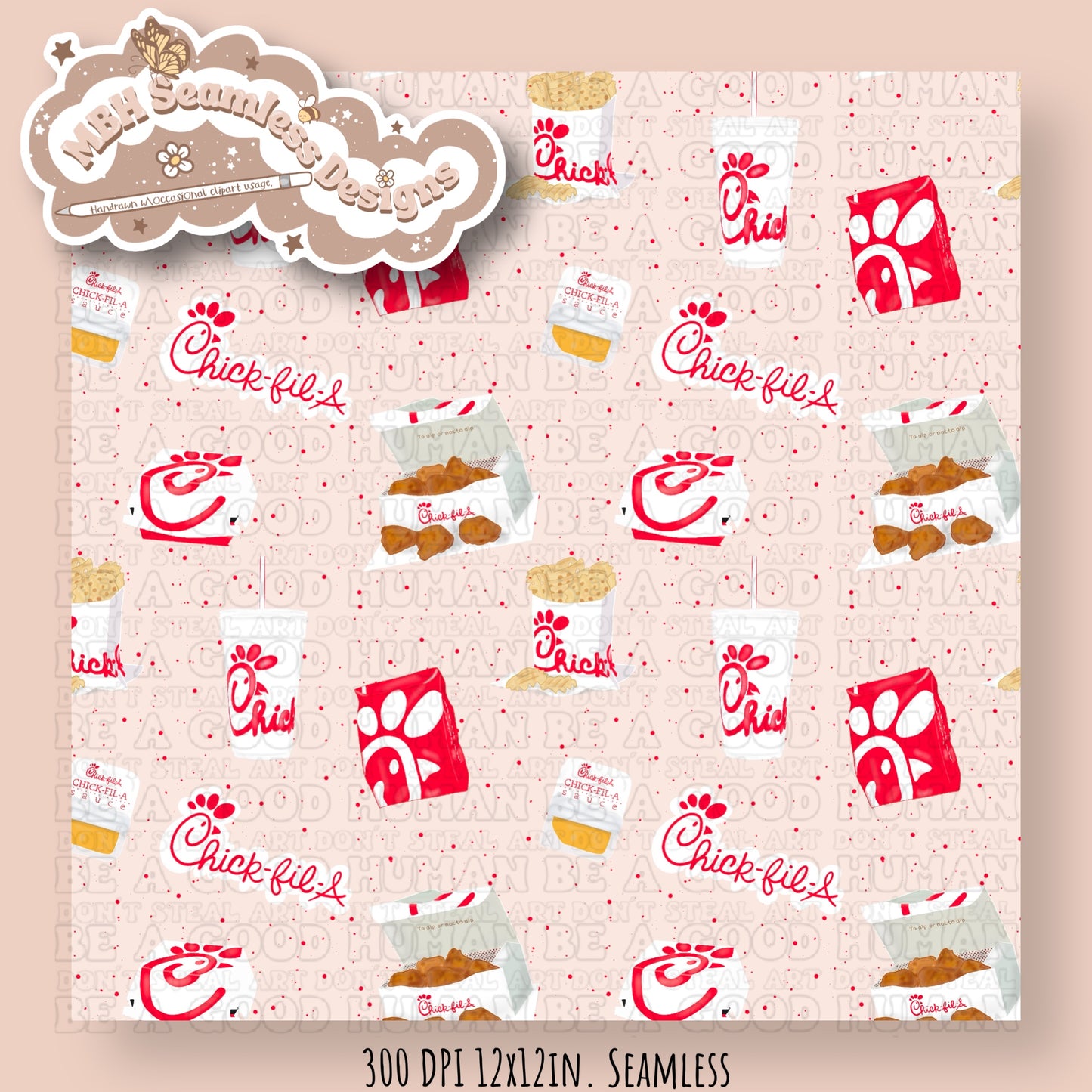 Chic Fil A Spex Seamless Pattern & PNG