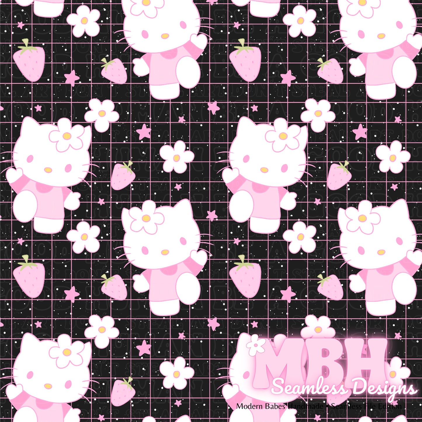 Pink Hello Kitty GRID Seamless Pattern MULTIPLE COLORWAYS