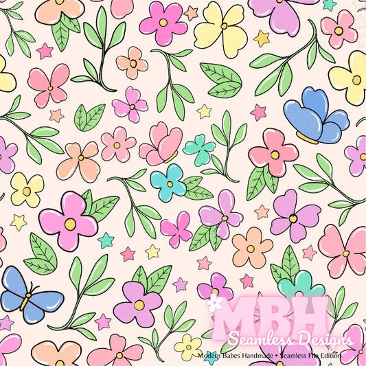 Spring Ditsy Floral Seamless Pattern