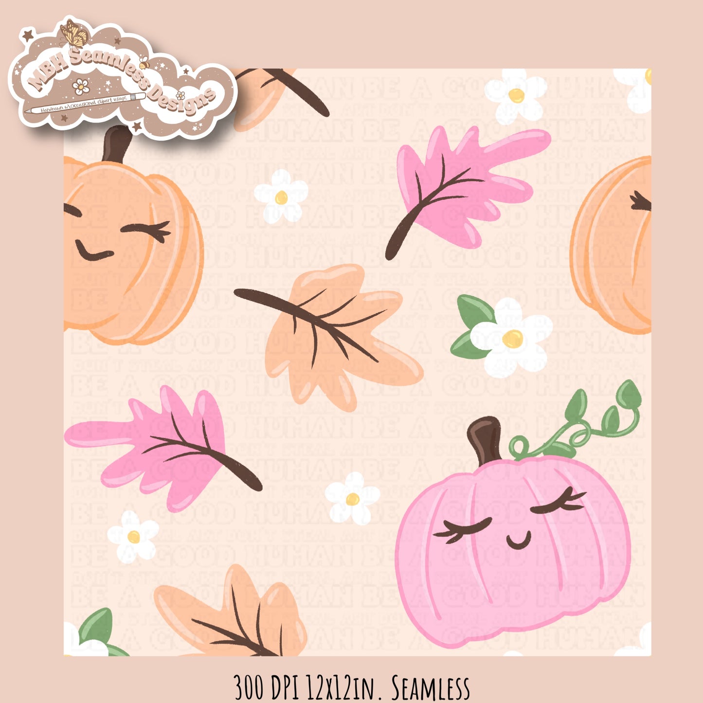 Girly Pumpkins Seamless Pattern // Multiple Colorways