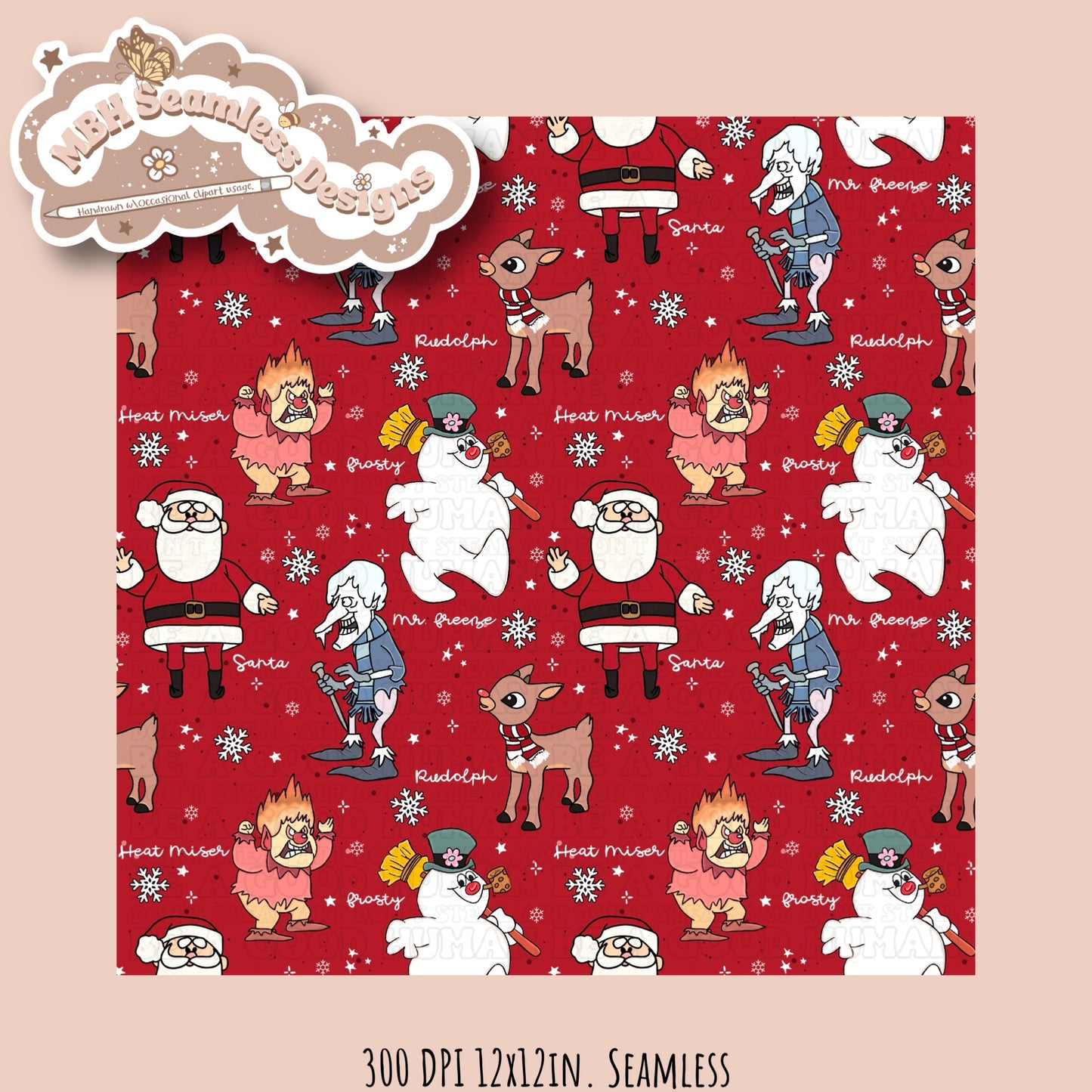 Classic Christmas Seamless Pattern & PNG MULTIPLE COLORWAYS