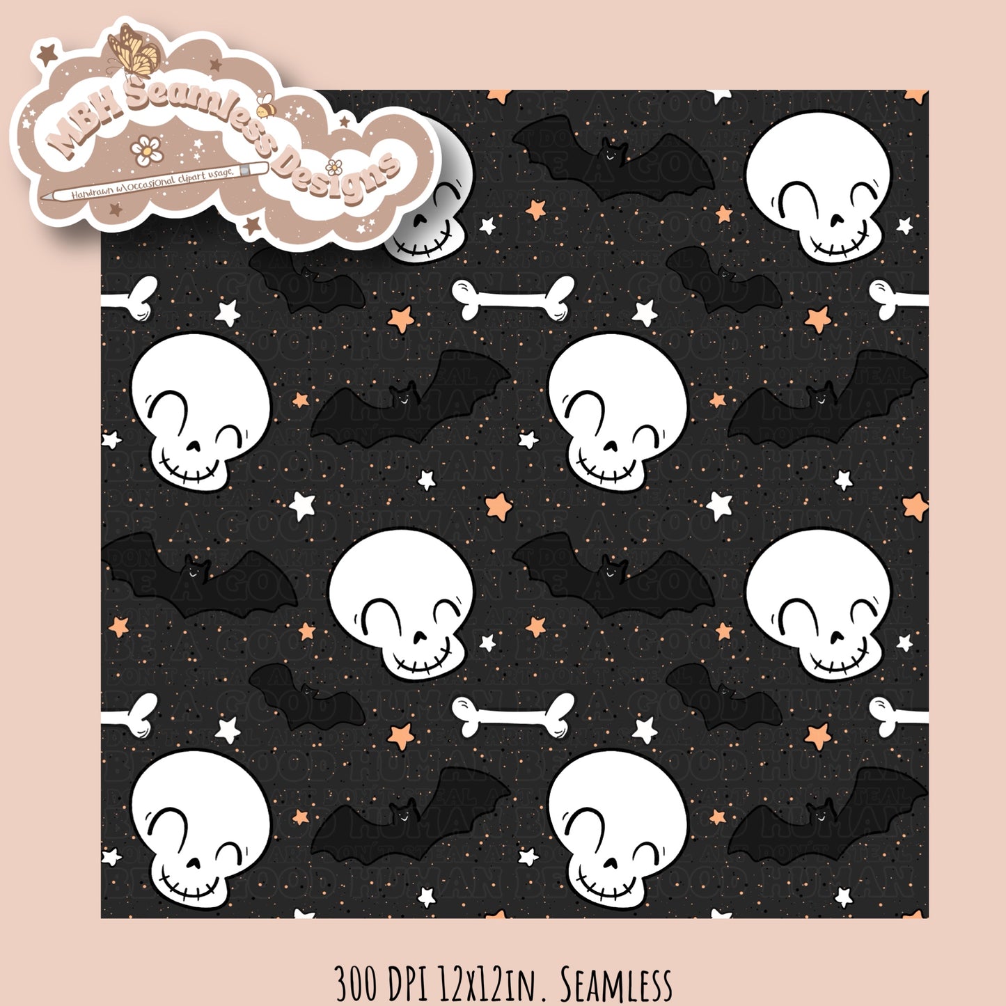 Starry Cute Skulls Seamless MULTIPLE COLORWAYS