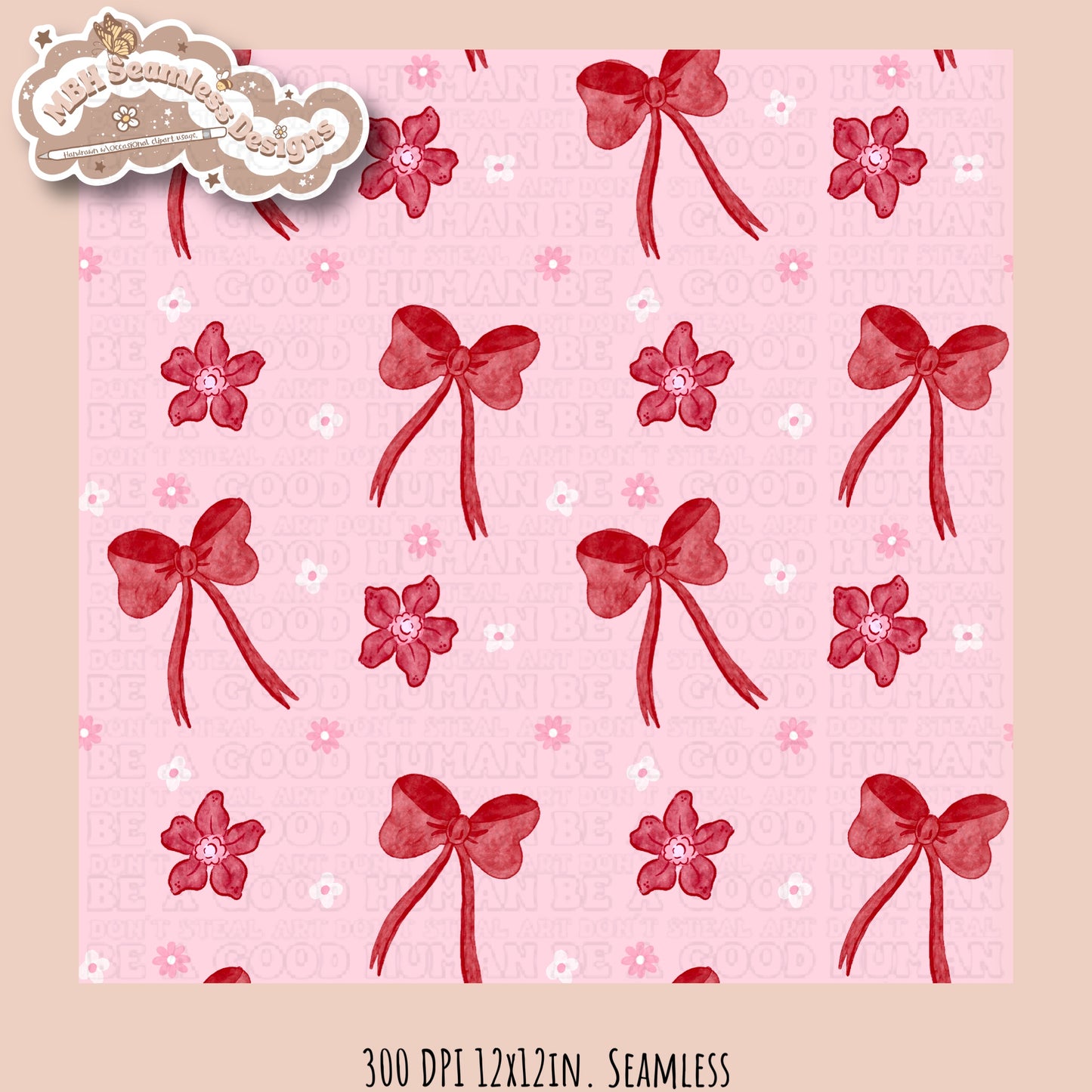 Watercolor Dainty Floral Bows Seamless Pattern MULTIPLE COLORWAYS