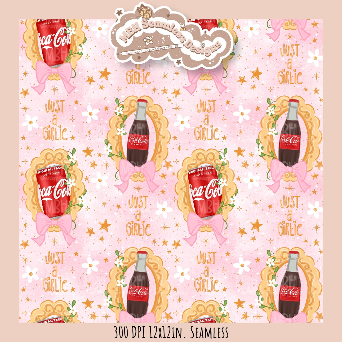 Coquette Cola Frames Seamless Pattern//Multiple Colorway Options