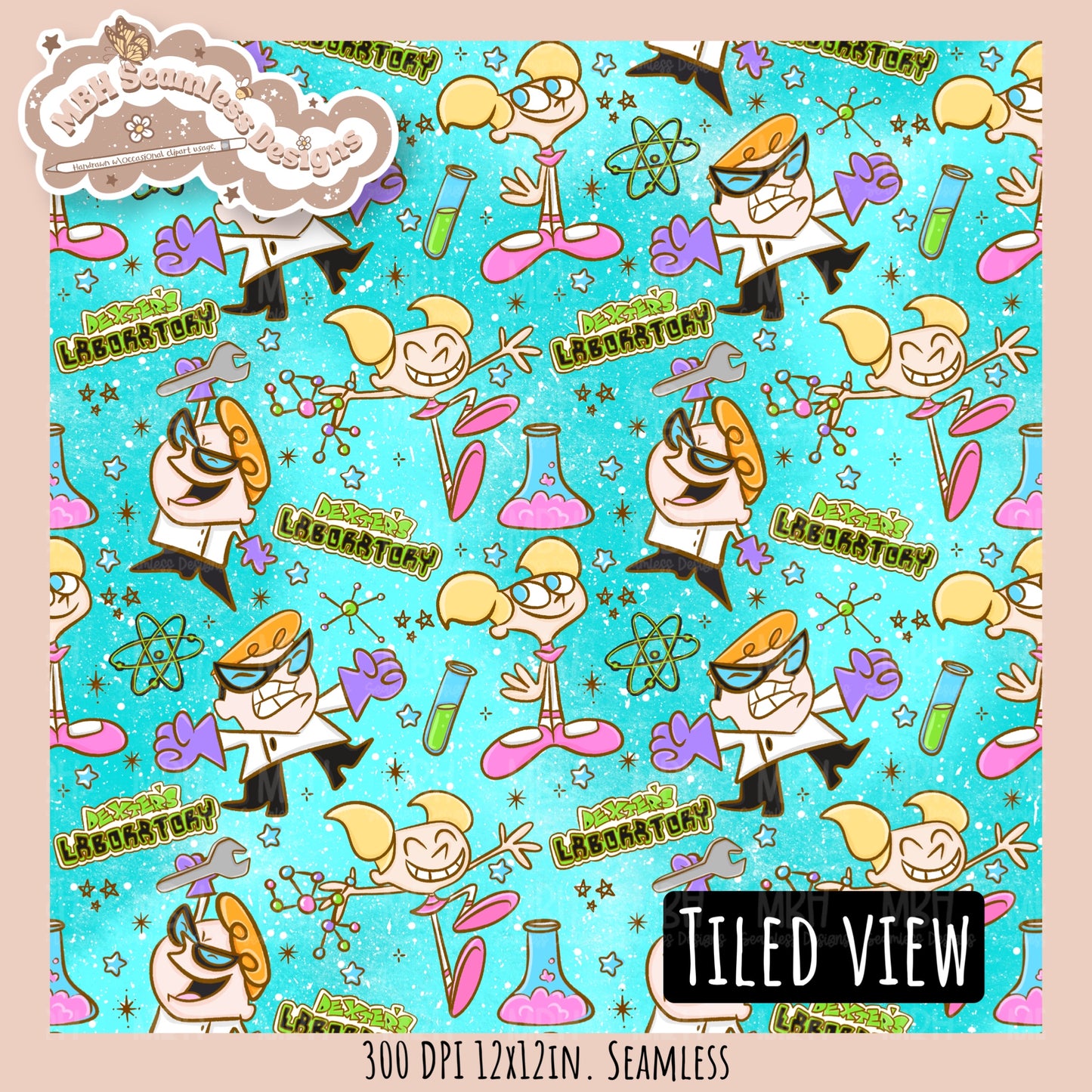 Dexter’s Lab Seamless Pattern // PNG // Assorted Colorway Options