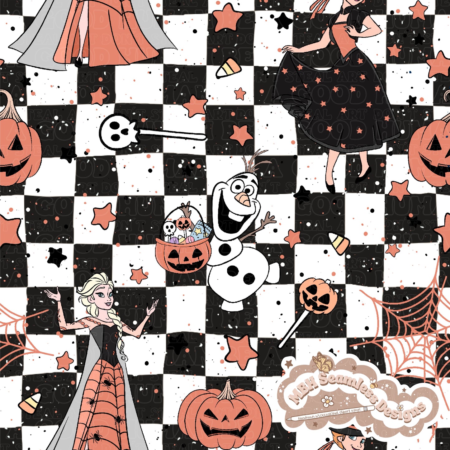 Frozen Halloween Seamless Pattern & PNG MULTIPLE COLORWAYS