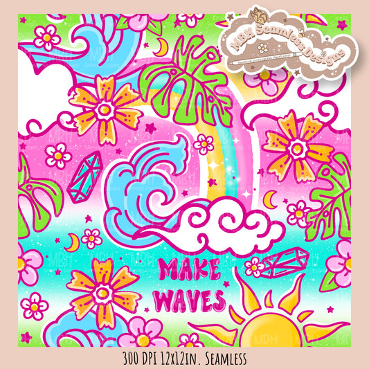 Make Waves Seamless Pattern • Multiple Colorways • PNG