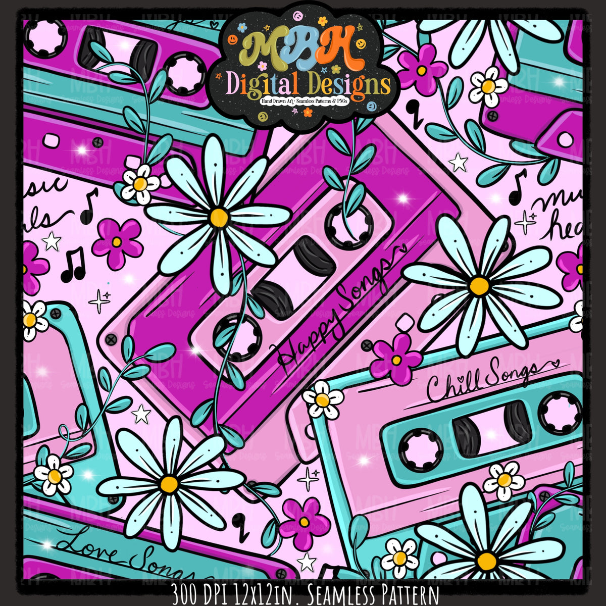Hextober Day 1 •Music Seamless Pattern // PNG // MULTIPLE COLORWAYS (Hextober files are not available in drives.)