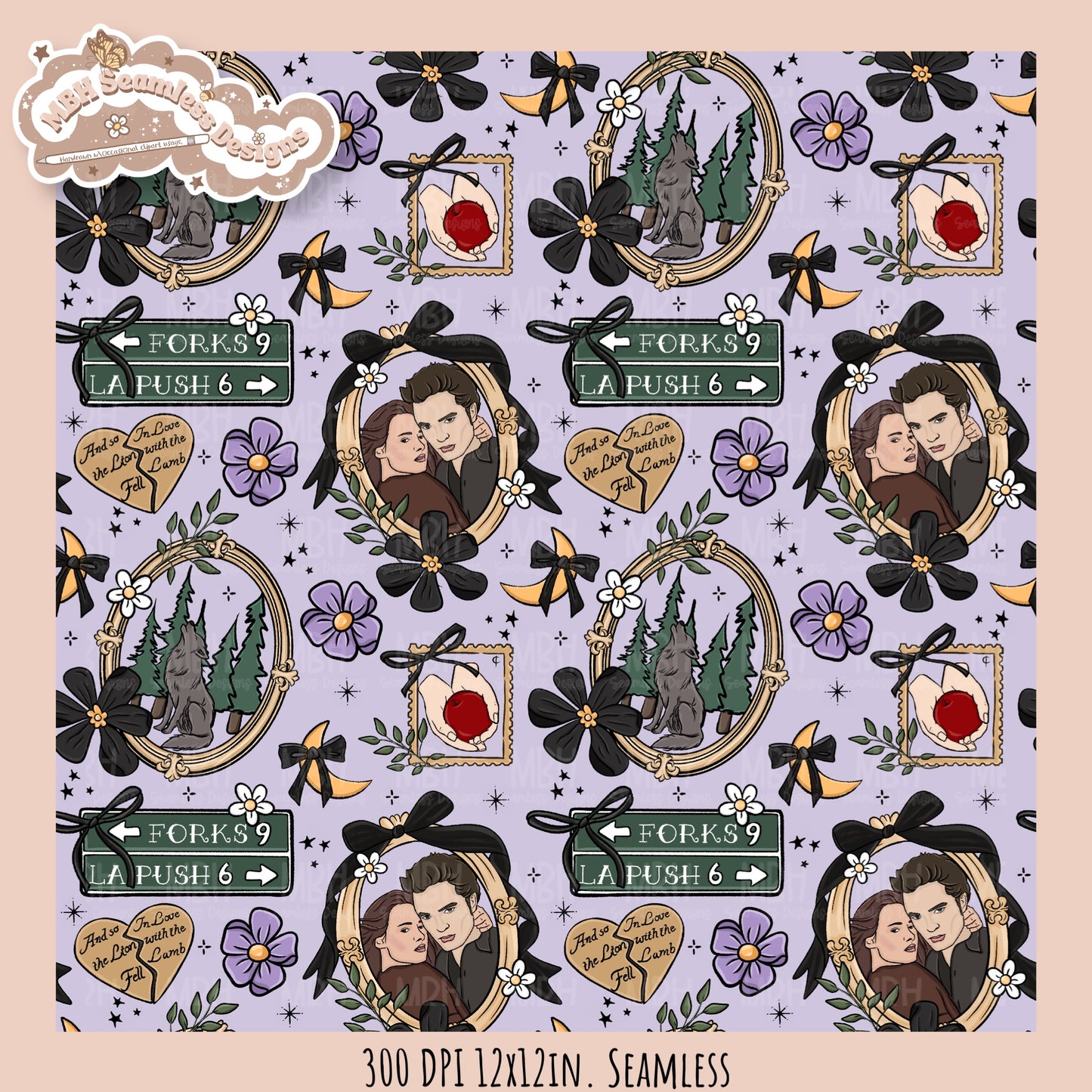 Twilight x Frames Seamless Pattern // PNG // Assorted Colorways