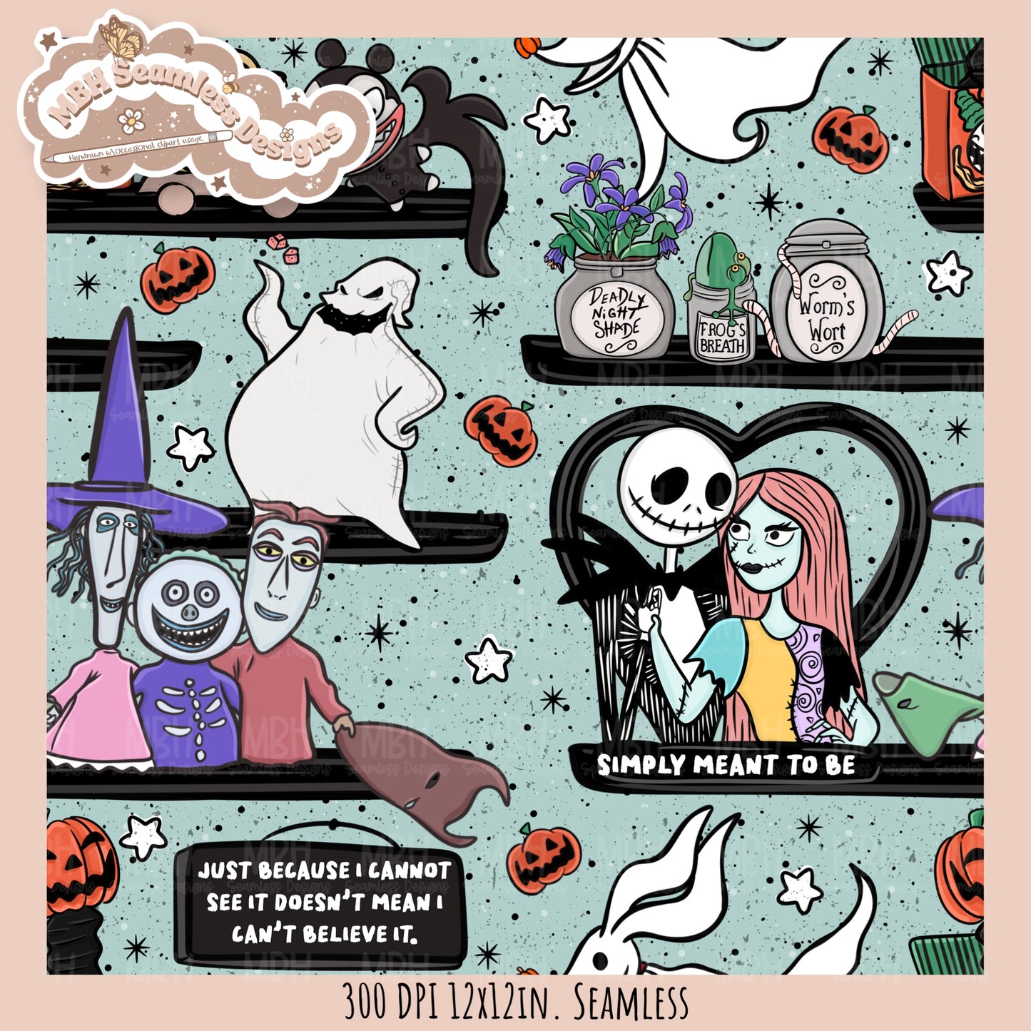 NBC Shelves Seamless Pattern // PNG // Assorted Colorway Options