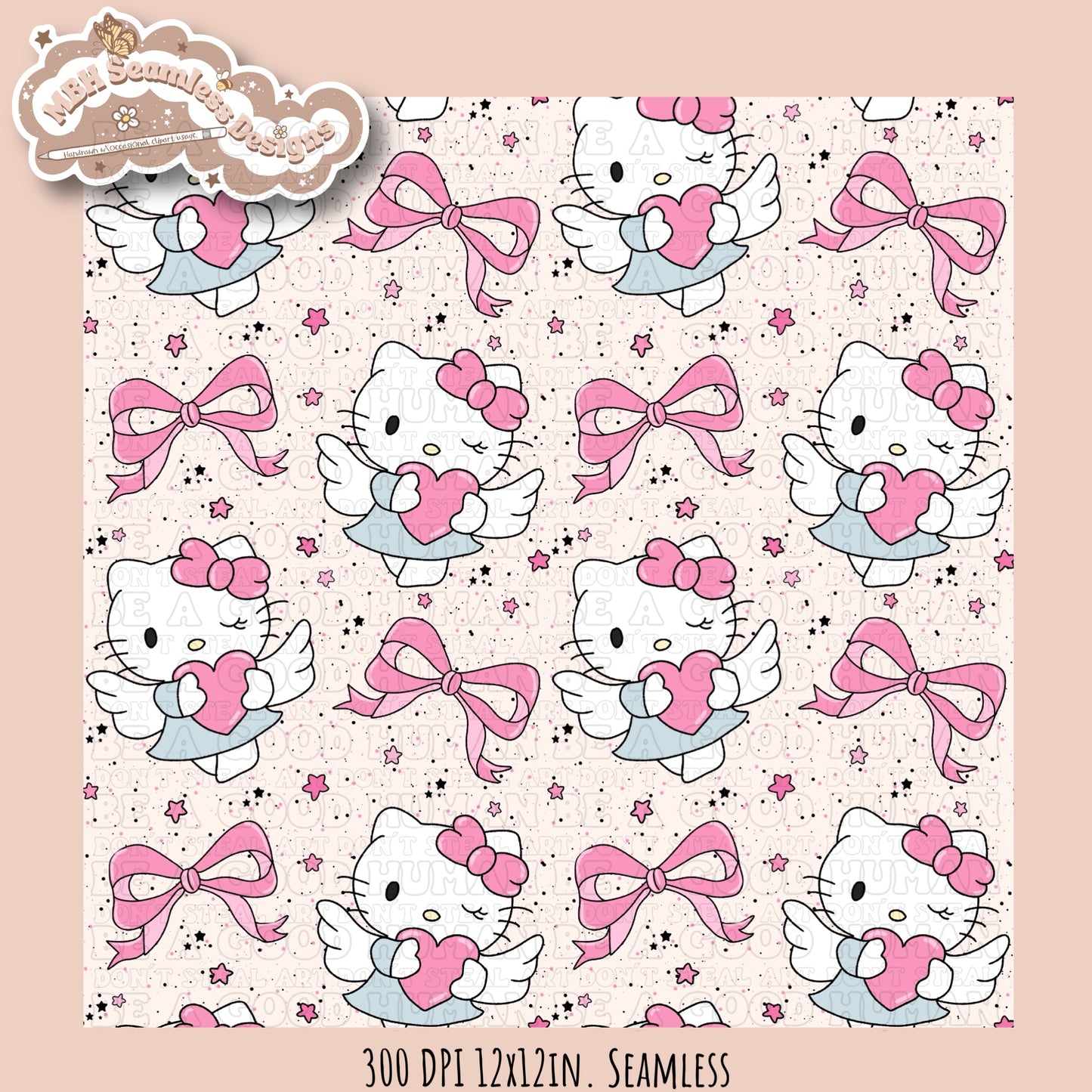 Coquette Kitty Seamless Pattern MULTIPLE COLORWAY OPTIONS