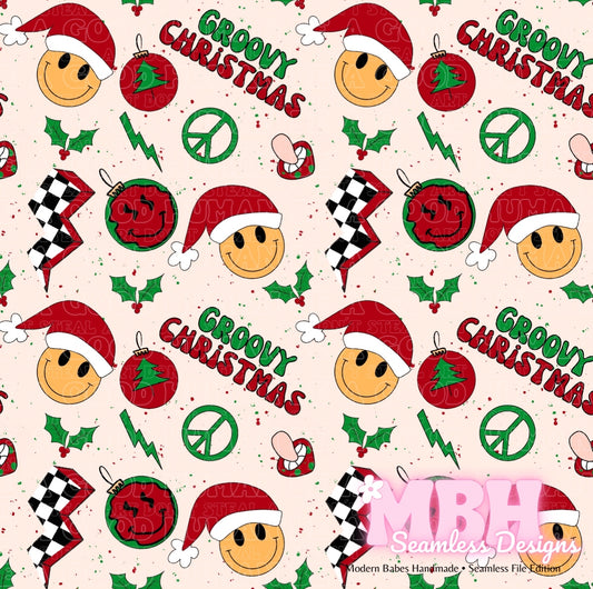 Groovy Christmas Seamless Pattern