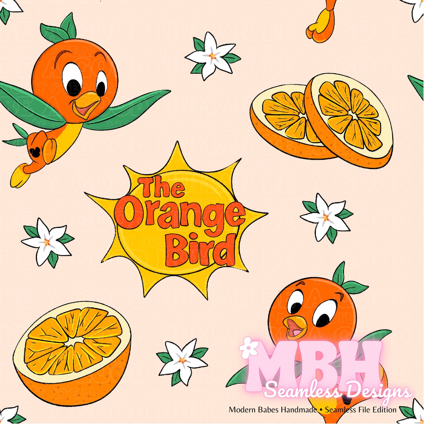 The Orange Bird Seamless Pattern & PNG MULTIPLE COLORWAYS