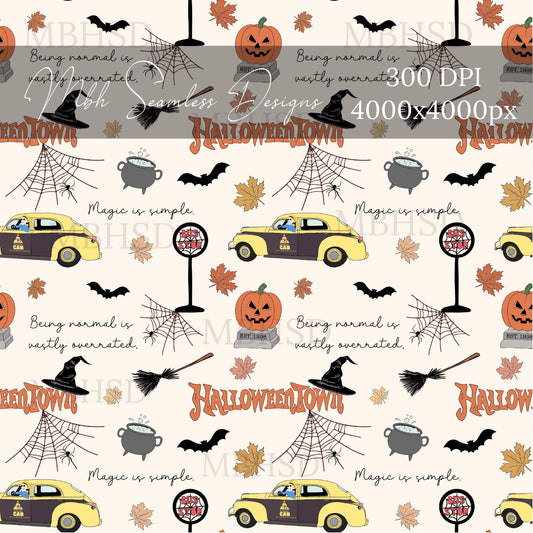 Halloweentown Quotes Seamless Pattern