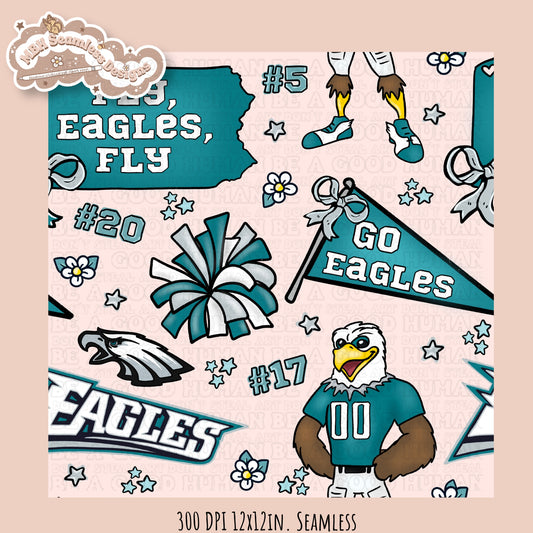 Eagles x Daisies Football Seamless Pattern // Assorted Colorways