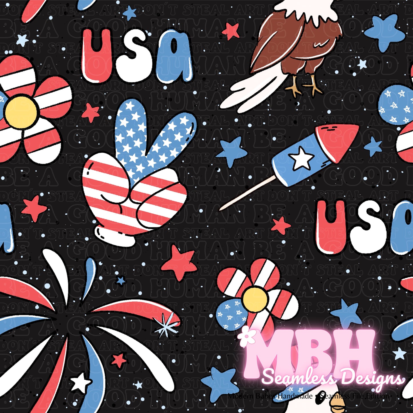 Patriotic USA Seamless Pattern MULTIPLE COLORWAYS