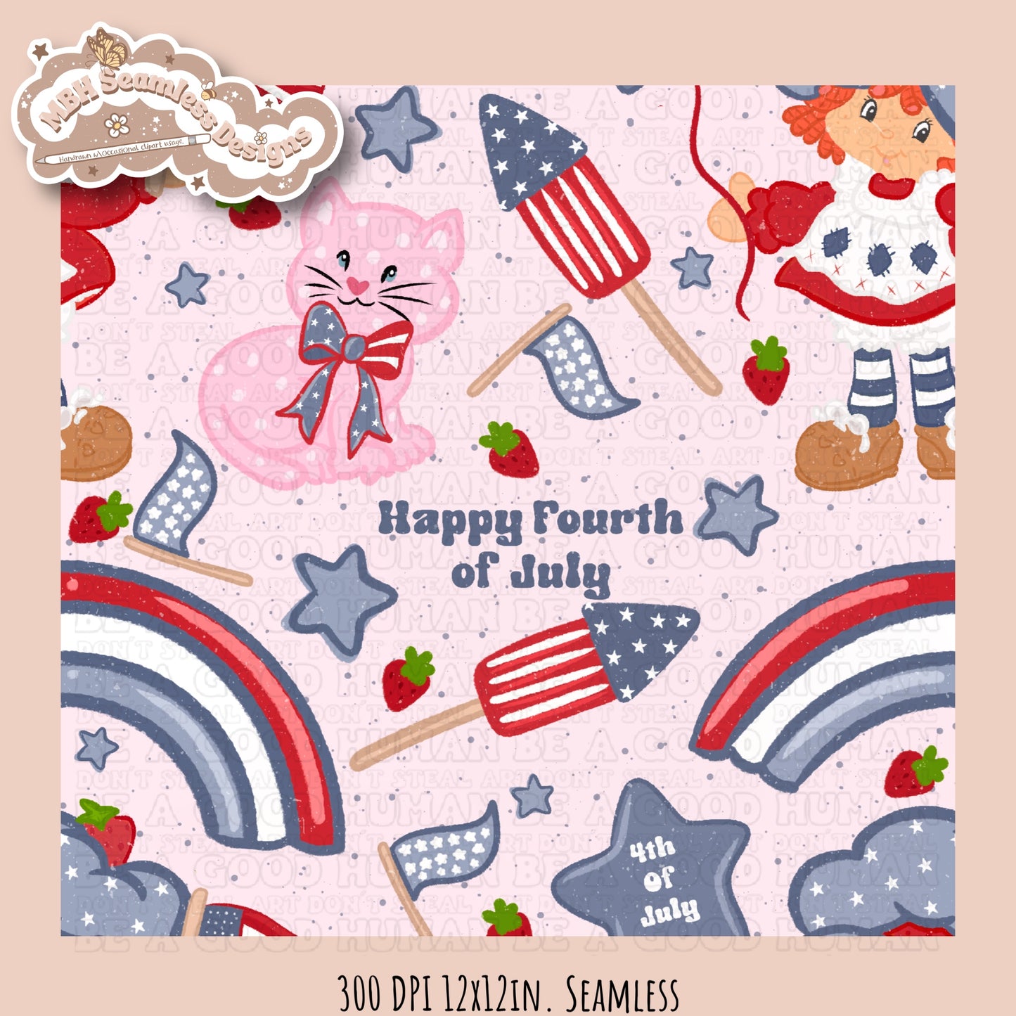 Strawberry Shortcake FOJ Rainbows Seamless Pattern •Multiple Colorways