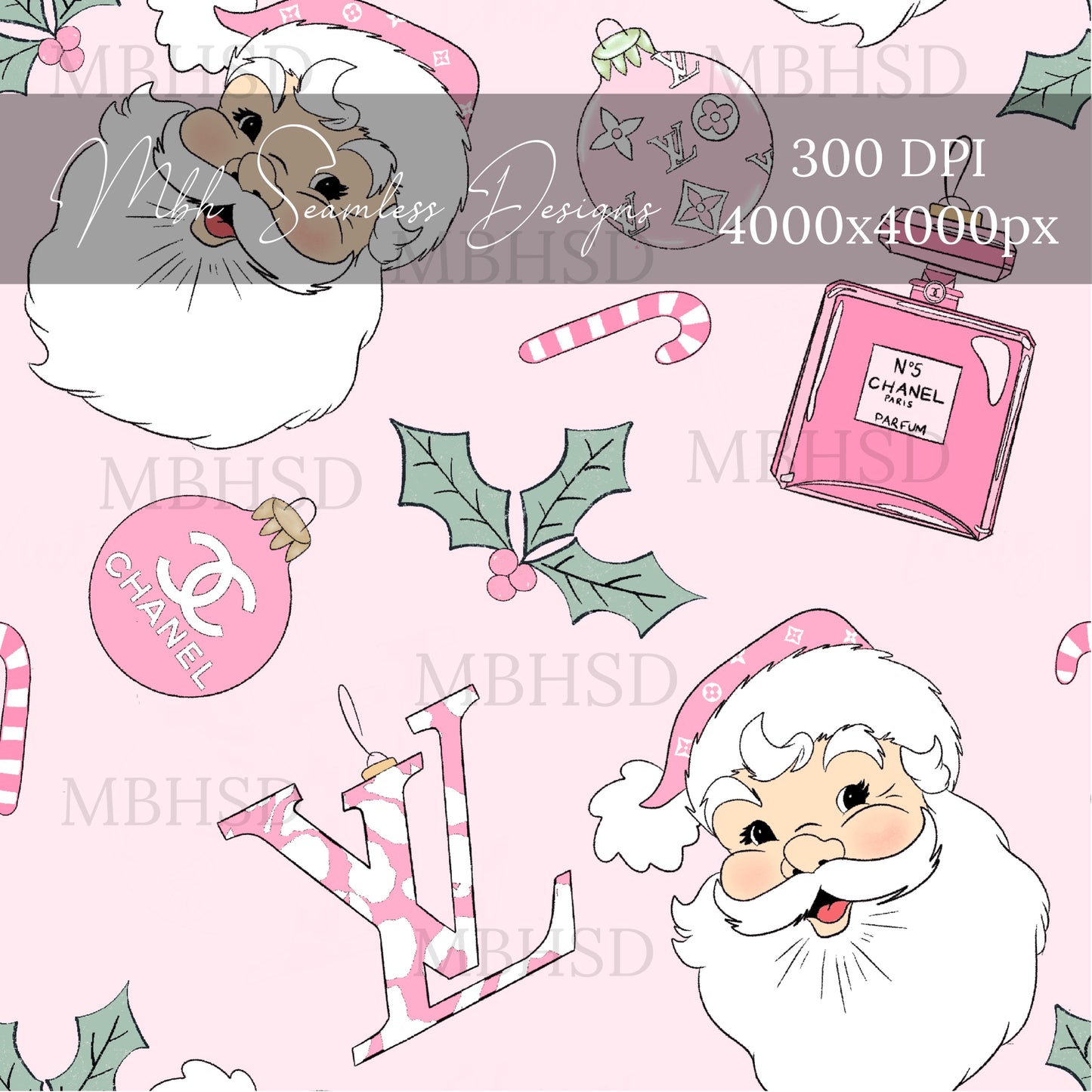 Pink Boujee Christmas Seamless Pattern